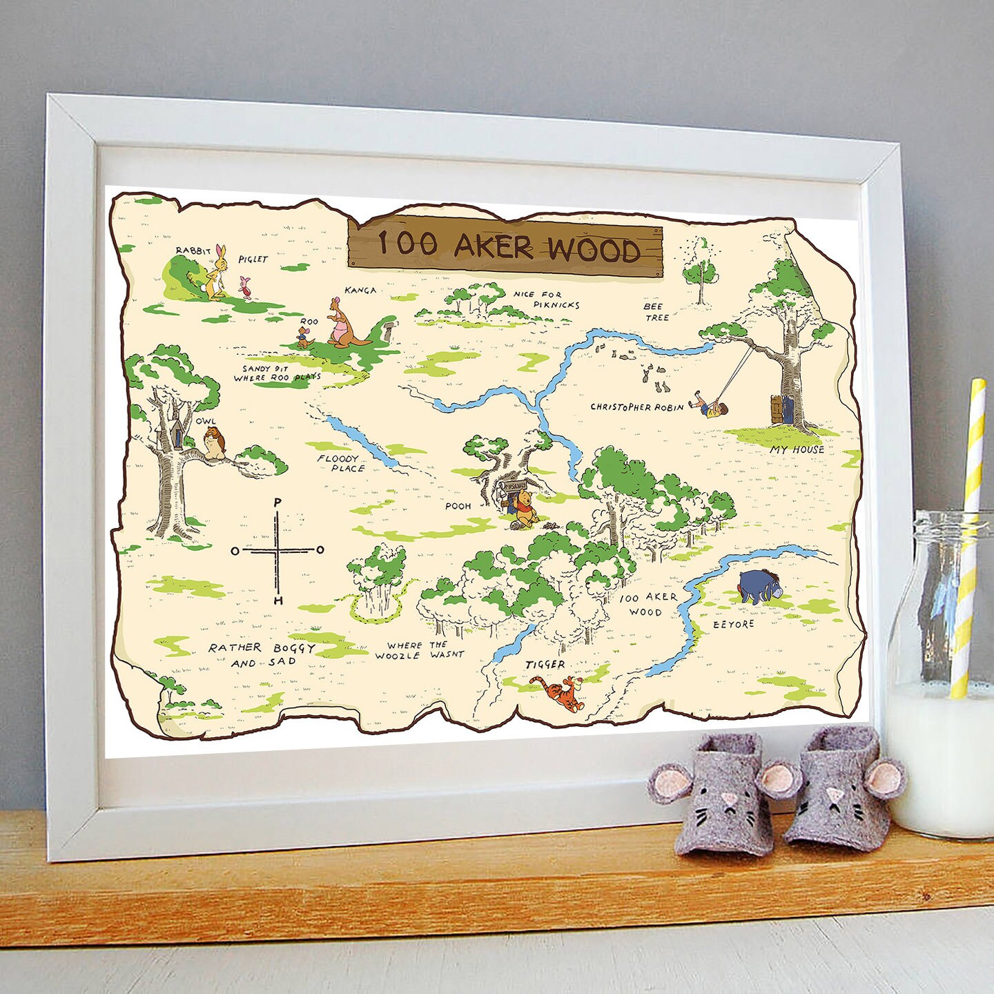 Karte von Winnie der Pooh 100 Aker Holz Christopher Robin | Etsy
