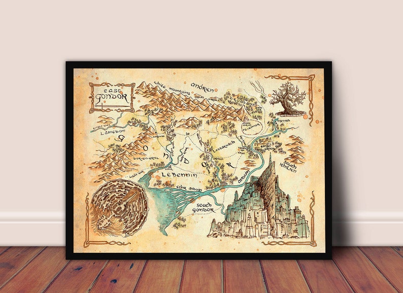 The Gondor Map Tolkien Map Middle Earth Map the Lord of the | Etsy UK