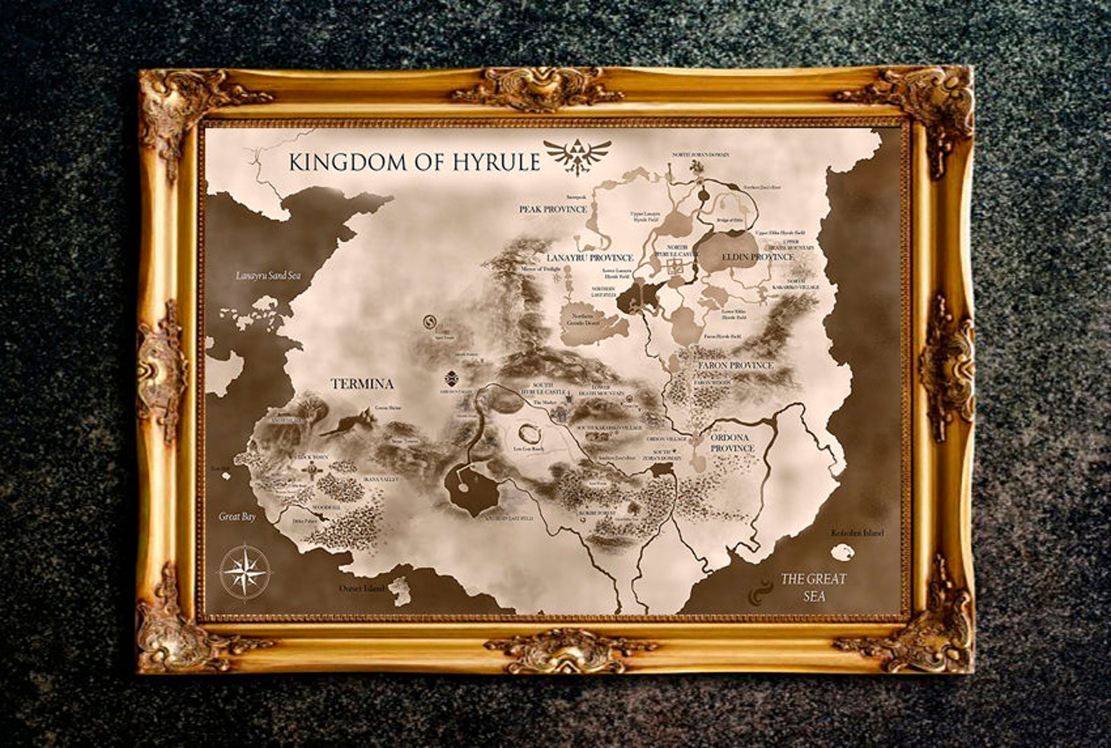 The Legend of Zelda Kingdom of Hyrule Map Legend of Zelda | Etsy
