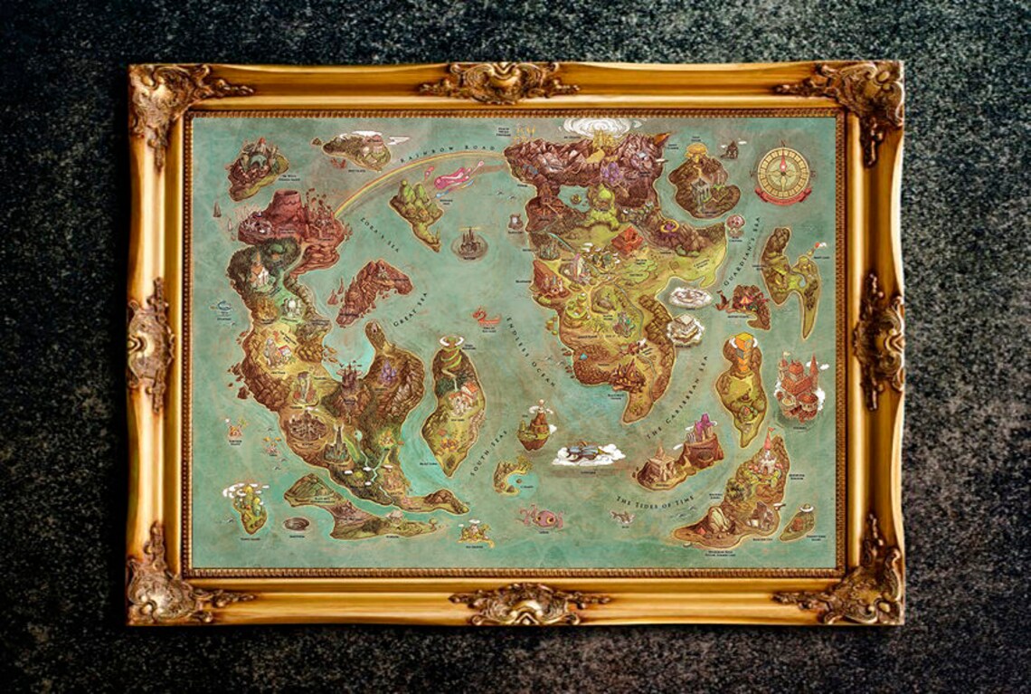 The Legend of Zelda Kingdom of Hyrule Map Legend of Zelda | Etsy