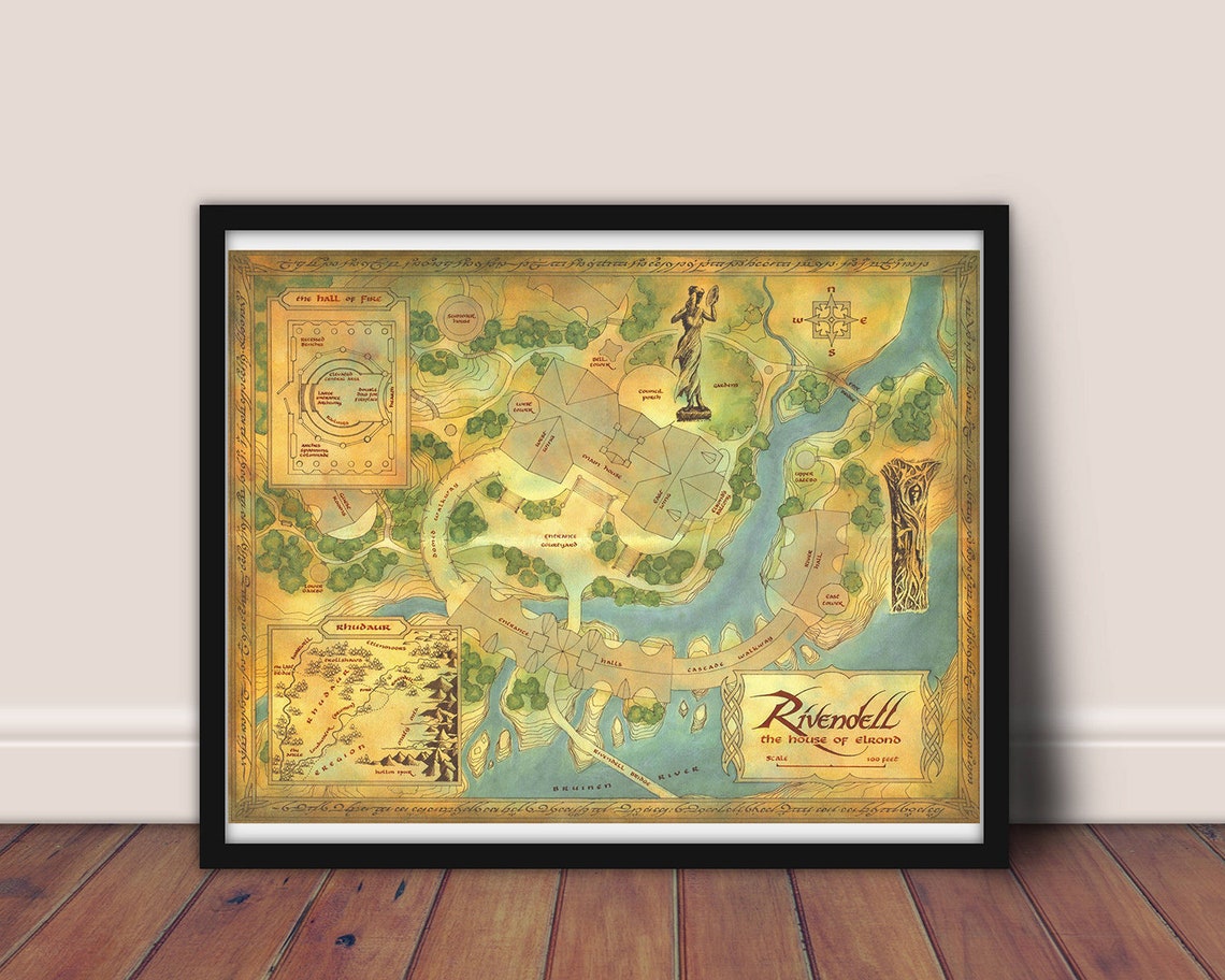 The Rivendell map Tolkien map middle earth map the lord of  Etsy