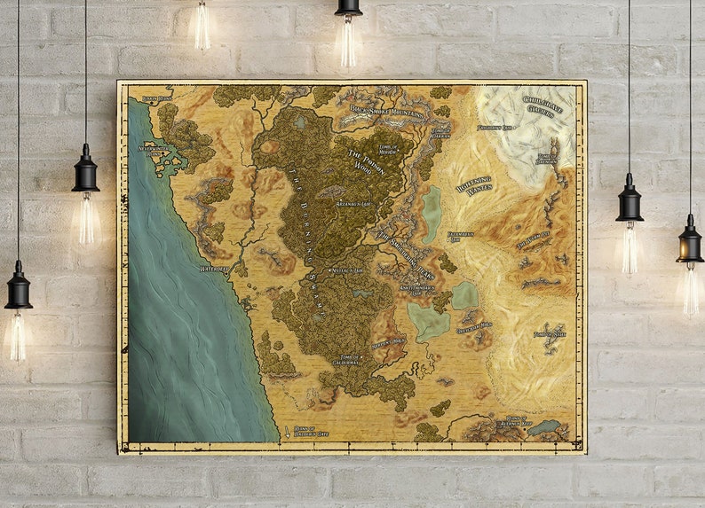 Swords Coast map Dungeons Dragons D&D DnD Forgotten Realms | Etsy