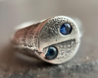 Sapphire Ring | Handmade in the USA | Signet Ring | Sterling Silver Ring | Sapphire Jewelry