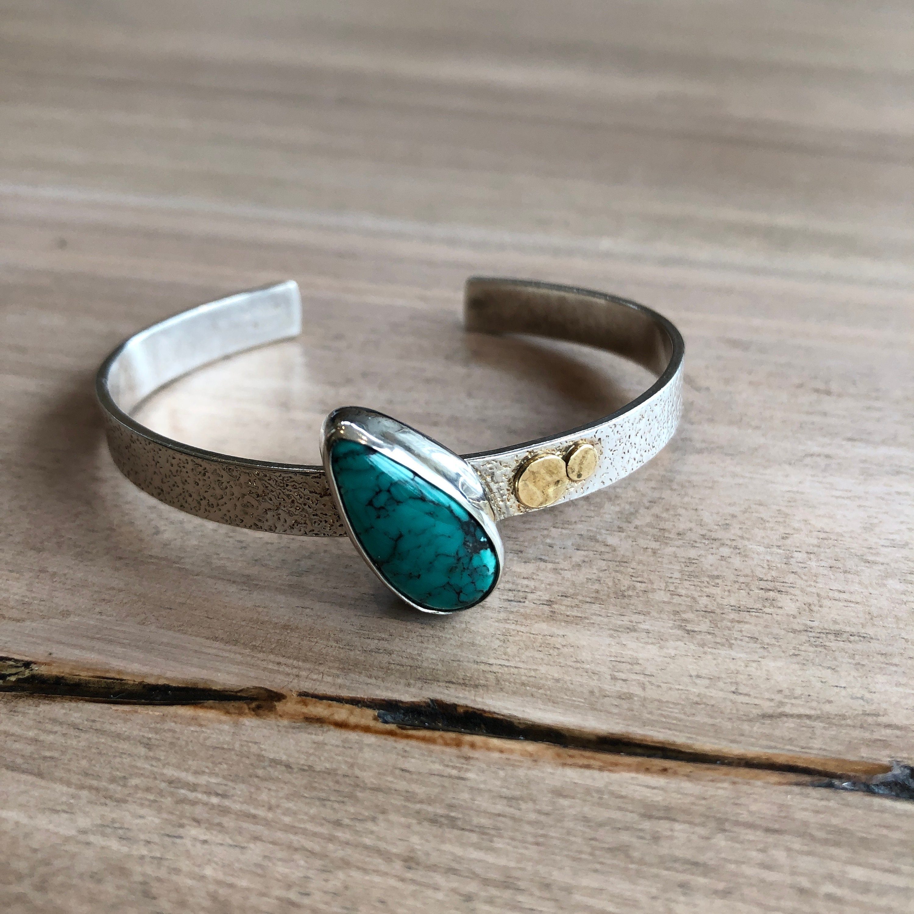 Turquoise Cuff Handmade in MA Sterling Silver Bracelet Etsy