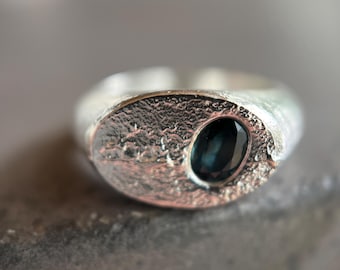 Sapphire Ring | Handmade in the USA | Signet Ring | Sterling Silver Ring | Sapphire Jewelry