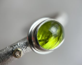 Peridot + 14K Cuff | Handmade in the USA | Sterling Silver and 14K Gold Bracelet | Peridot Jewelry | Peridot Bracelet