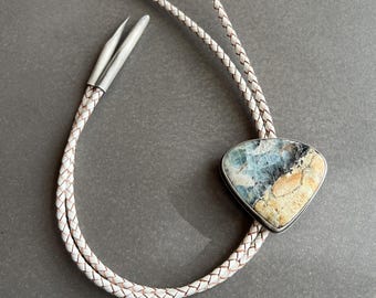 Blue Aragonite Bolo | Handmade in the USA | Bolo Tie | Aragonite Necklace | Aragonite Jewelry