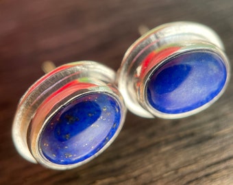 Lapis Lazuli Earrings | Handmade in the USA | Lapis Studs | Sterling Silver Earrings