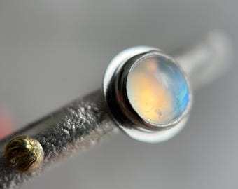Moonstone + 14K Cuff | Handmade in the USA | Sterling Silver and 14K Gold Bracelet | Moonstone Jewelry | Moonstone Bracelet