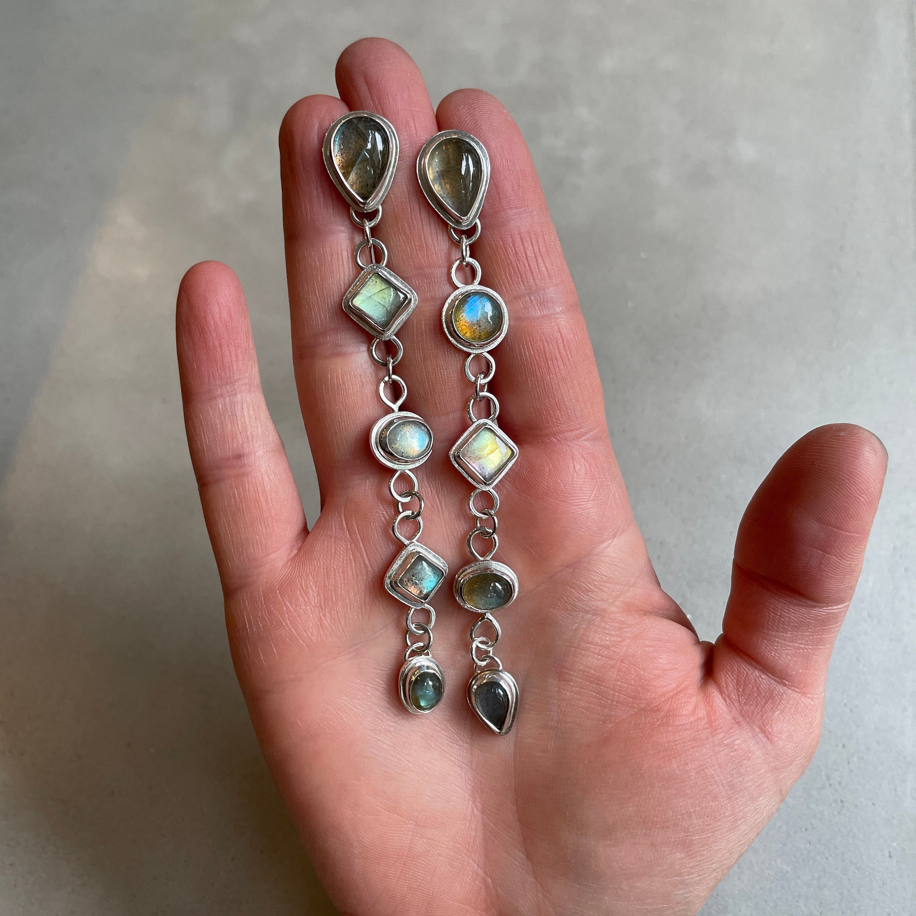 Labradorite Earrings | Handmade in the USA | Labradorite Drops | Labradorite Jewelry | Statement Earrings