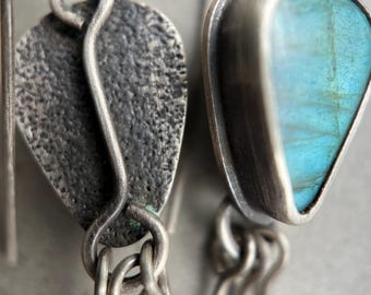 Labradorite Earrings | Handmade in the USA | Labradorite Drops | Labradorite Jewelry | Sterling Silver