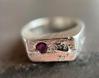 Ruby Signet Ring | Handmade in the USA | Sterling Silver Ring | Ruby Jewelry