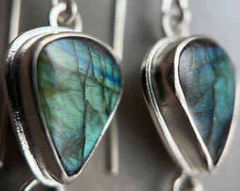 Labradorite Earrings | Handmade in the USA | Labradorite Drops | Labradorite Jewelry | Sterling Silver
