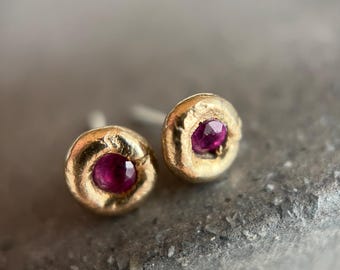Ruby and Bronze Earrings | Handmade in the USA | Ruby Studs