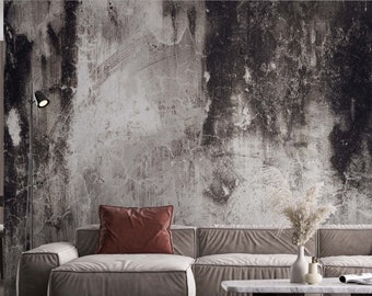 Concrete texture dark gray Self-adhesive or traditional wallpaper loft style Cement Peel and Stick shabby Rustic Industrial 3D art mural