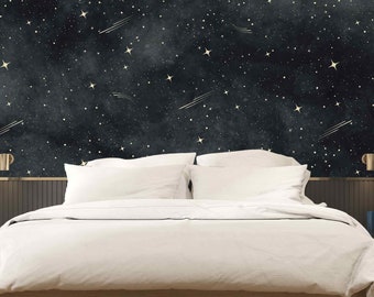 Beautiful Starry Sky Bright Stars Comets Modern Wall Photo Wallpaper Peel and Stick Space Stars Wallpaper Print Space Astronomy Universe
