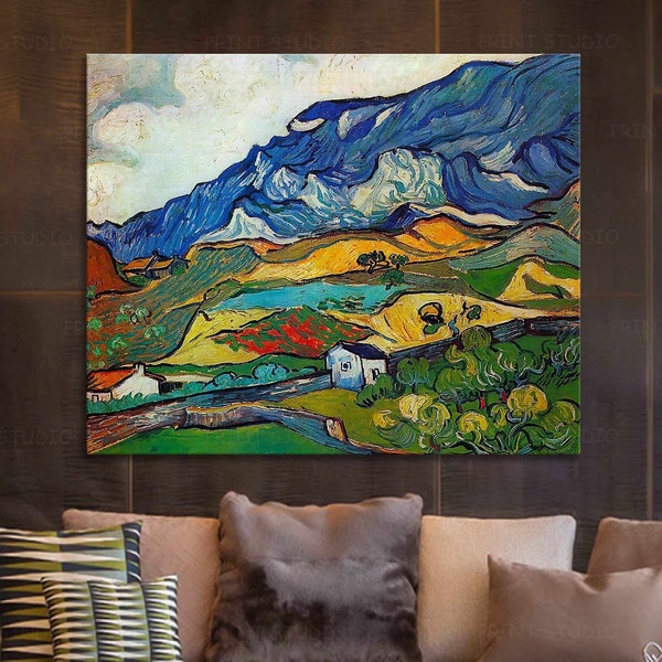 Vincent Van Gogh Les Alpilles Reproduction canvas Post-Impressionist Print Mountain Landscape Wall Art Van Gogh canvas Extra large wall art