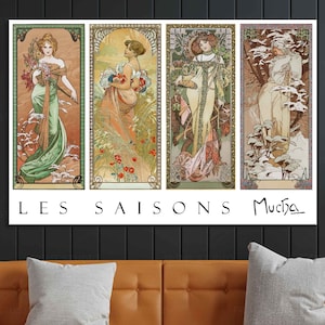 Alphonse Mucha Les Saisons Women Painting Reproduction Print Art Nouveau Alphonse Mucha Wall Decor Vintage 19th Century Women Poster Mucha