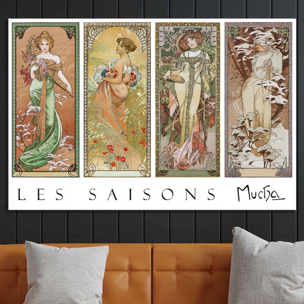 Alphonse Mucha Les Saisons femmes peinture Reproduction impression Art Nouveau Alphonse Mucha décoration murale vintage du 19ème siècle femmes affiche Mucha