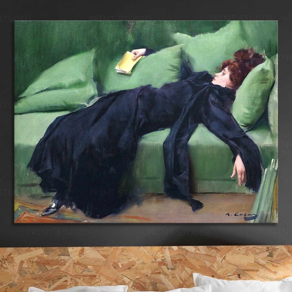 Ramon Casas Decadent young woman Wall Decor Ramon Casas Exhibition print Fine Art Print Home Decor Classical Museum Art Print Famous painter