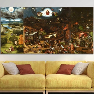 Das Jüngste Gericht Bosch von Hieronymus Bosch Gemälde Reproduktion Fertig zum Aufhängen Fine Art Print Leinwand Bosch Classic Wandkunst Vintage