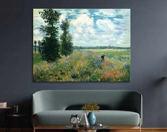 Claude Monet Poppy Fields near Argenteuil, 1875 Classic Art Reproductions Claude Monet Artwork Fine Art Print Botanical Wall Decor Home