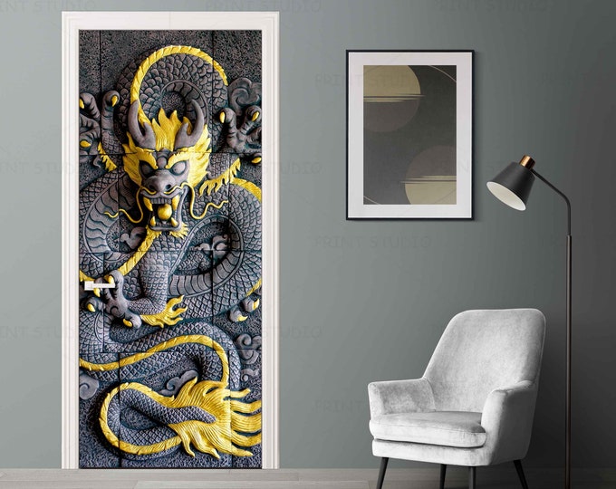 3D Stone Dragon 601 Tom Wood Door Mural