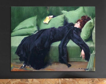 Ramon Casas Decadent young woman Wall Decor Ramon Casas Exhibition print Fine Art Print Home Decor Classical Museum Art Print Famous painter