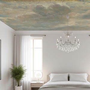 Classic Sky Ceiling Wallpaper Hand-painted Cloud Ceiling Mural Antique ...