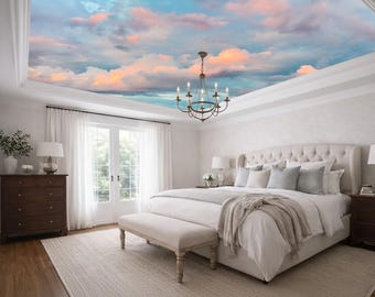 Cloud Ceiling Wallpaper Mural Sky and Clouds Mural, Dreamy Sky Wallpaper for Bedroom Wall Decor Self-adhesive fabric or Non-woven wallpaper