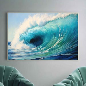 Ocean wave, big blue waves, waves with foam, surf wall art, canvas beach, photo print, ocean home decor, wave home decor Decor family room