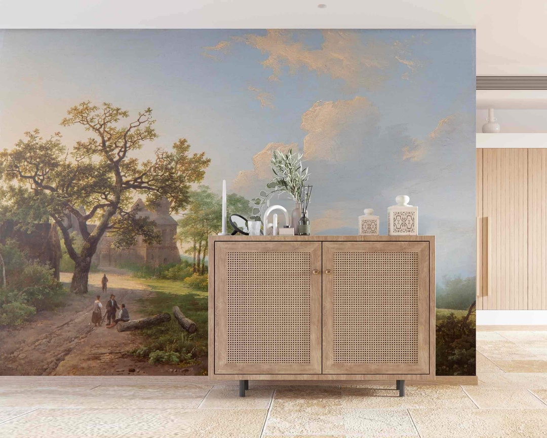 Rural Landscape Retro Wallpaper Vintage Self-adhesive Fabric or Non