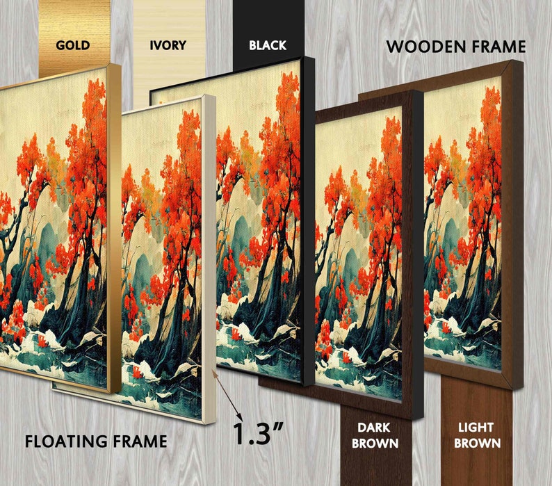 Tree 3 Piece Wall Art Decor Japanese Autumn Landscape Abstract Set of ...