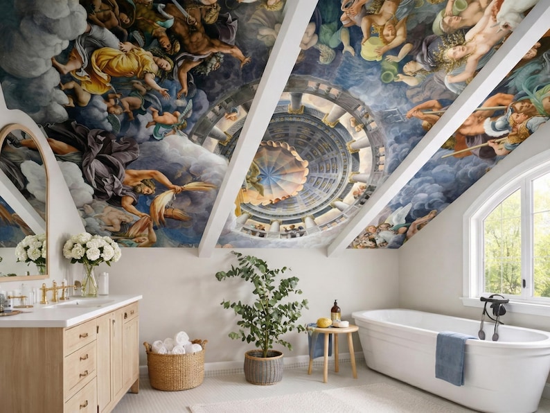 Wall Designs Renaissance Renaissance Ceiling Wallpaper Mural, Baroque Fresco Wall & Ceiling ...