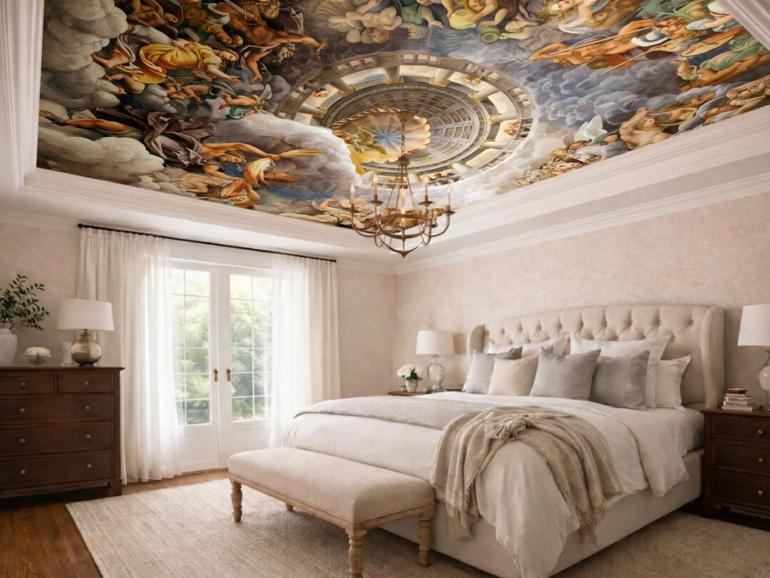 Wall Designs Renaissance Renaissance Ceiling Mural Wallpaper, Baroque Antique Painting Fresco ...