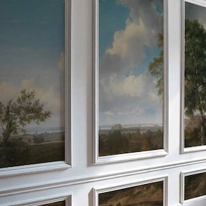 Historic Landscape Wall Mural – Vintage Countryside Wallpaper with Castle View Classic Nature Scene Peel and Stick or Traditional Wall Decor