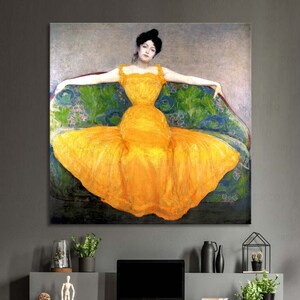 Max Kurzweil Lady in Yellow Dress 1899 Austrian famous artist fine art canvas reproduction print Classic museum exhibition framed wall decor