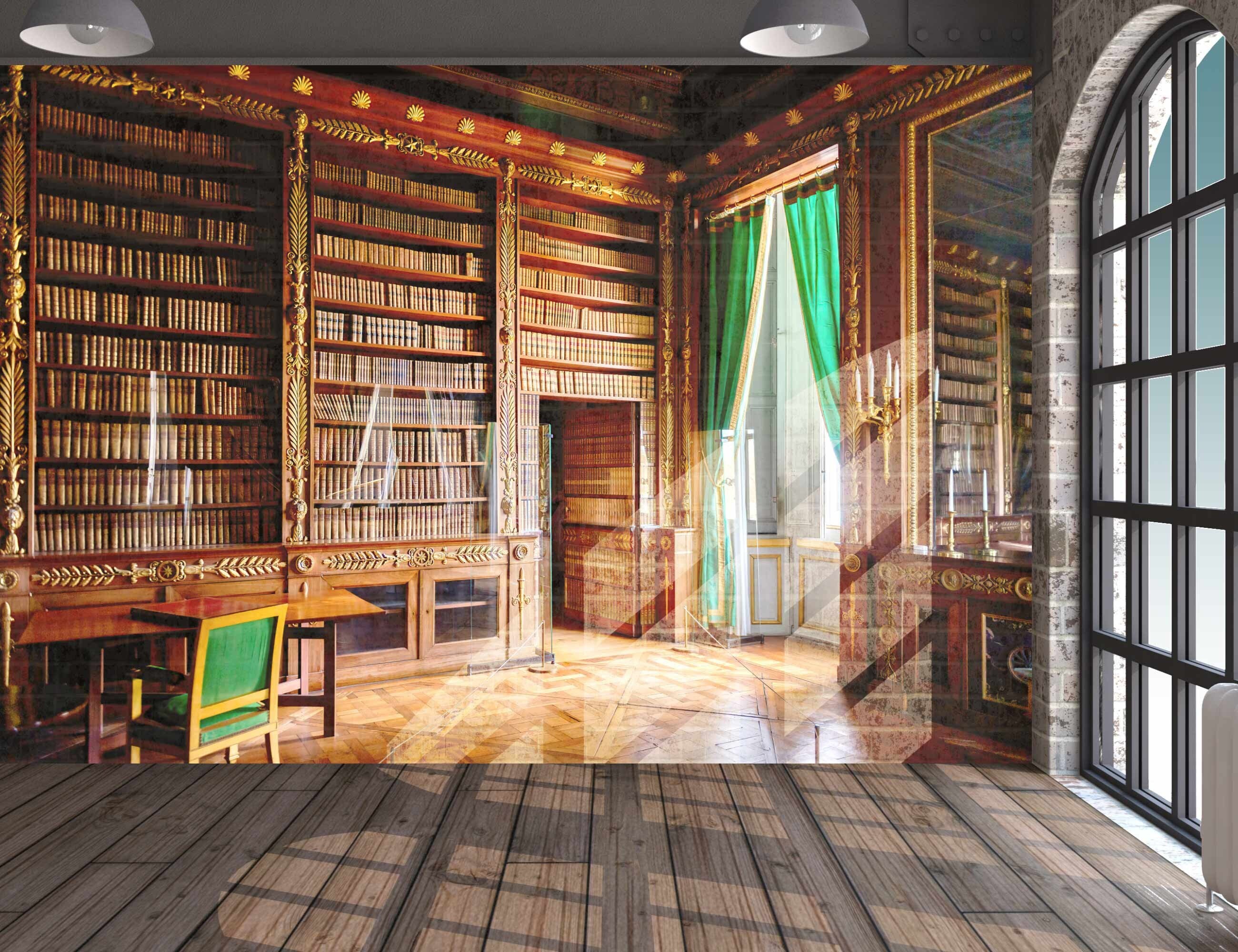 Home Décor Home & Living Wall Décor Vintage Bookshelves Library Old