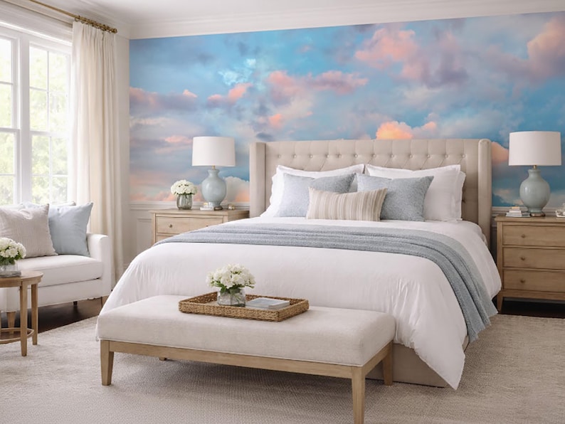 Cloud Ceiling Wallpaper Mural Sky and Clouds Mural, Dreamy Sky ...