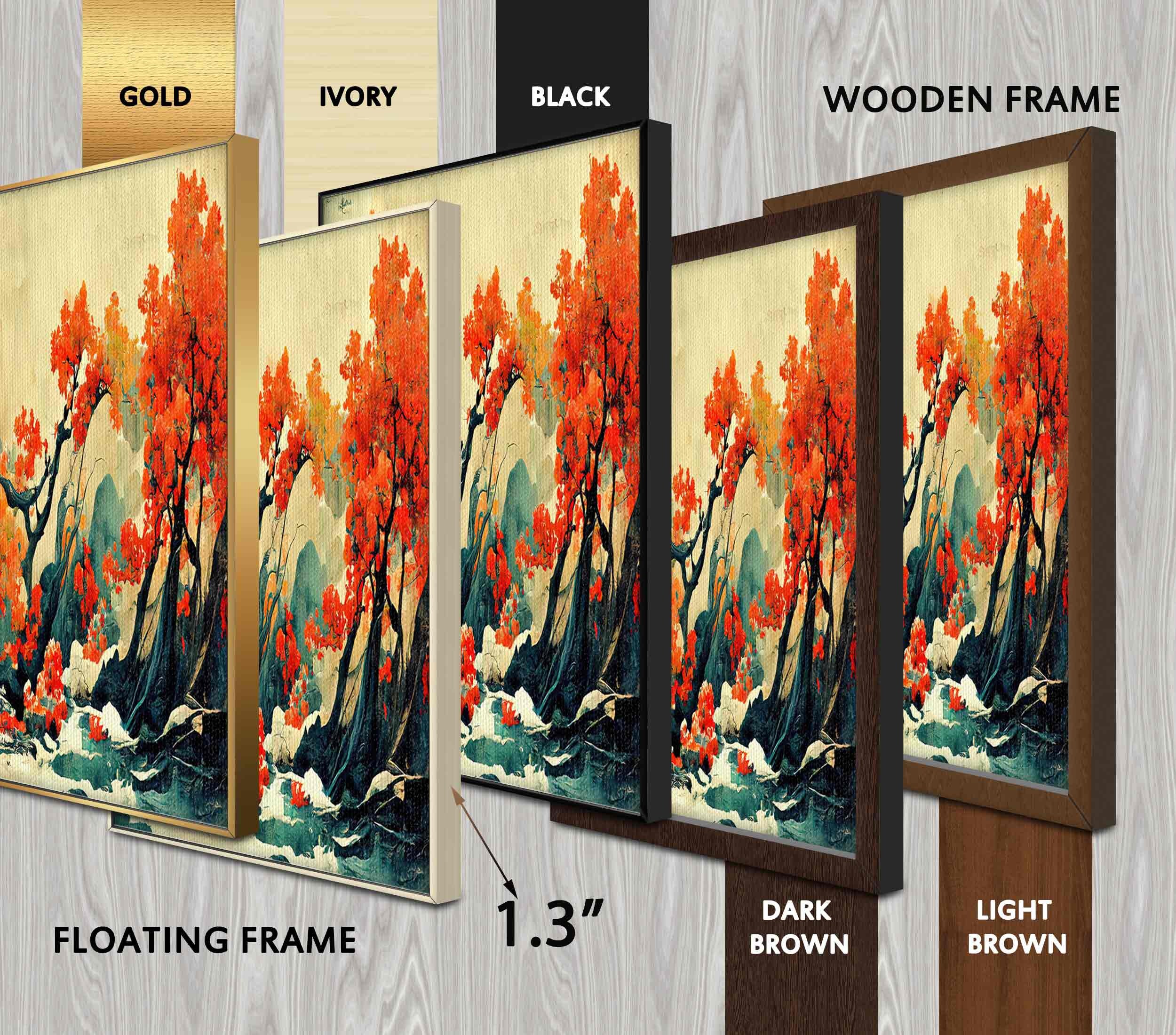 Japanese Autumn Landscape Abstract Tree Art Chinese Asian Nature