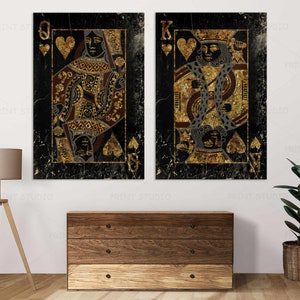 King and Queen Playing Card Set Wall Art His & Hers Wall Art King and ...