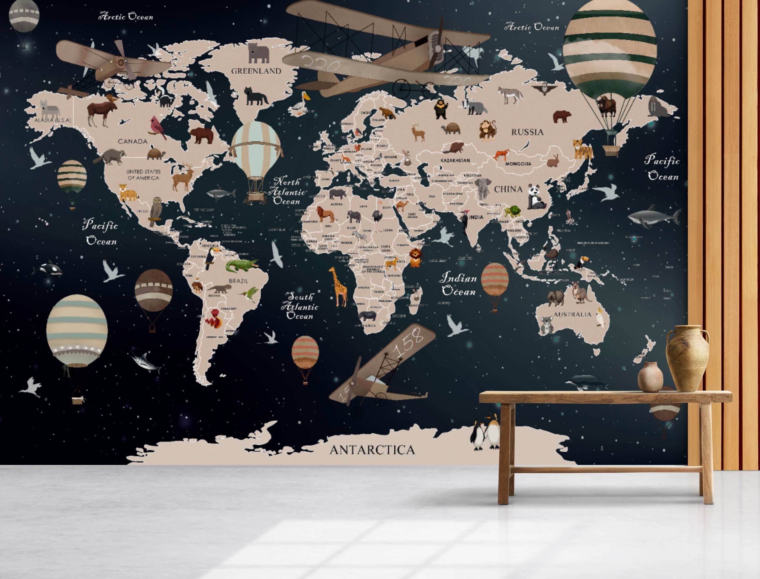 World With Countries Nursery Kids Map Wallpaper Removable - Etsy Canada World With Countries Nursery Kids Map Wallpaper Removable - Etsy Canada