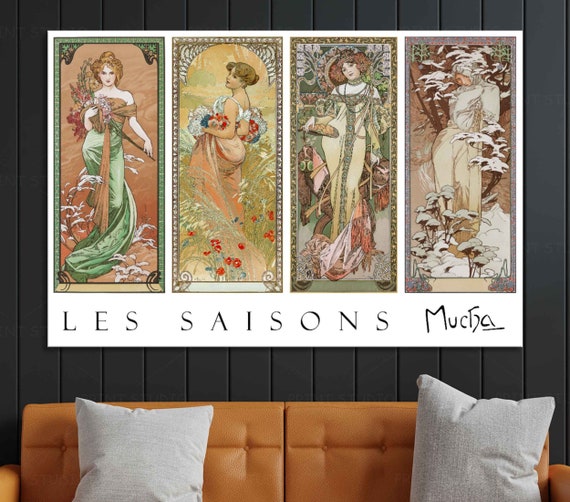 Tenture Murale Tapisserie Alphonse Mucha "Saisons Automne" 60x26 Pouces - Neuf