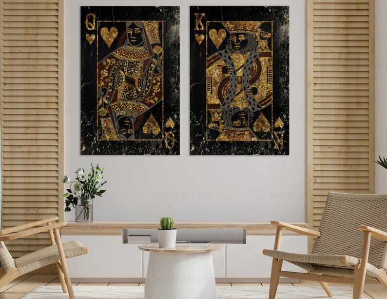 King and Queen Playing Card Set Wall Art His & Hers Wall Art - Etsy