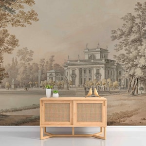 Vintage historical wallpaper Self-adhesive fabric or Non-woven Scenic Antique Retro wall mural Classical oil painting Trees Rural Landscape