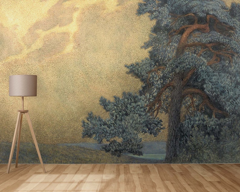 Rural Vintage Landscape Large Tree Wall Mural Fine Art Etsy