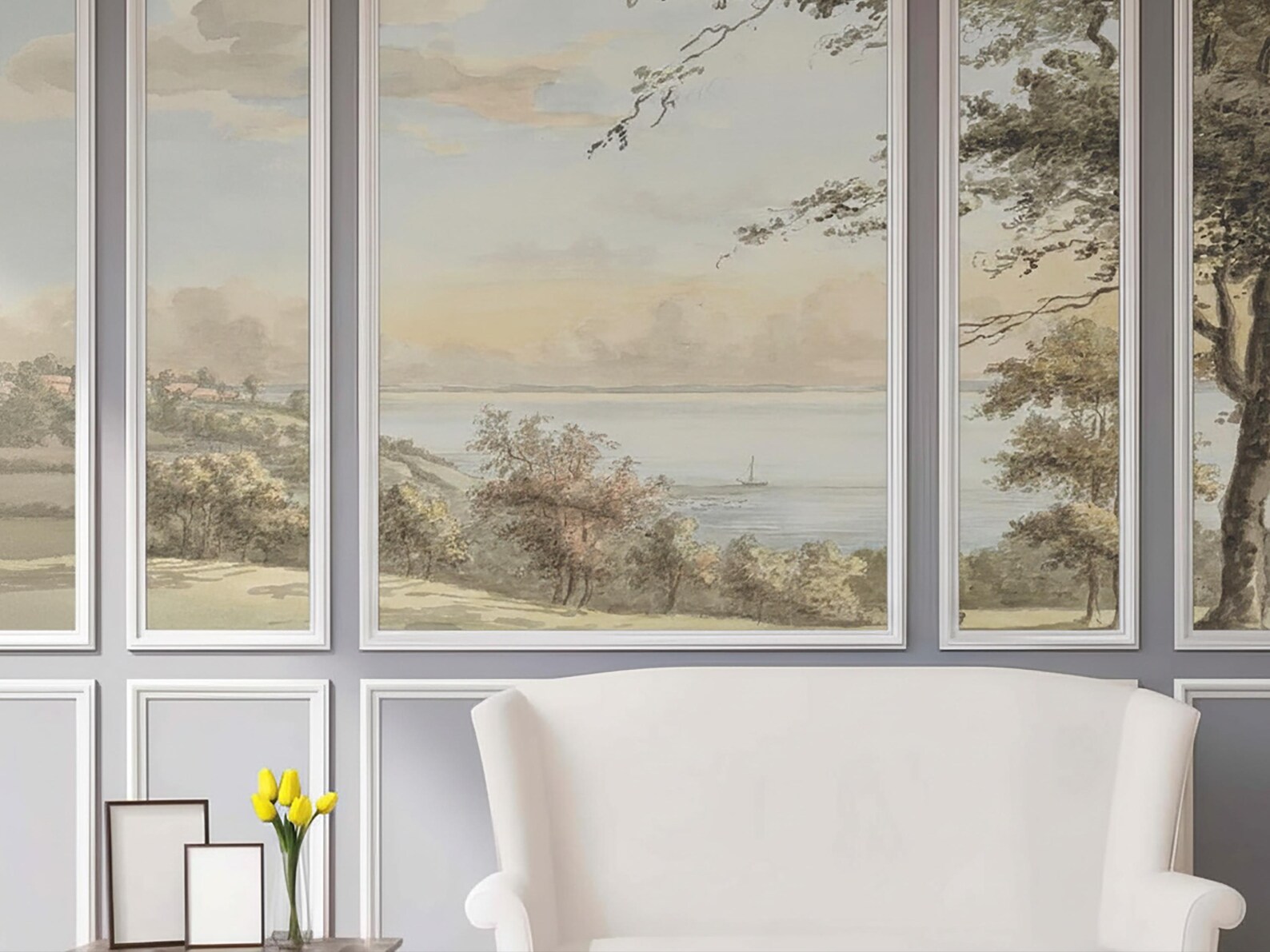 Vintage Landscape Mural Wallpaper, Classic Pastoral Wall Mural, Scenic ...