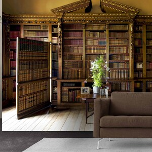 Old Vintage Cabinet Wallpaper Bookshelf Removable Wallpaper - Etsy