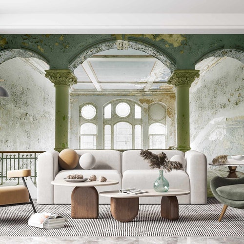 Old Castle Vintage Mural Architecture Wall Art Ancient Castle Etsy