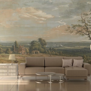 English rural oil painting reprint retro wall mural Self-adhesive or Non-woven wallpaper Landscape panoramic vintage scenic Victorian style image 6